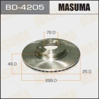 Диск тормозной передний Mazda 6 (07-12) (Кратно 2 шт) Masuma BD4205 (фото 1)
