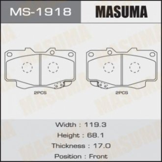 Колодка тормозная передняя Toyota Hilux (05-12) Masuma MS1918 (фото 1)