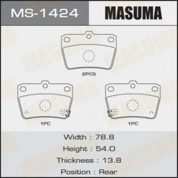 Колодки гальмівні задн Toyota RAV 4 (00-05) (MS-1424) MASUMA Masuma MS1424 (фото 1)
