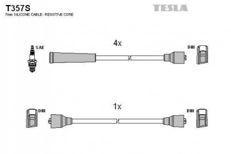 Провода свечные 2141 (силикон) TESLA T357S (фото 1)
