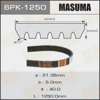 Ремінь полікліновий (6PK-1250) MASUMA Masuma 6PK1250 (фото 1)