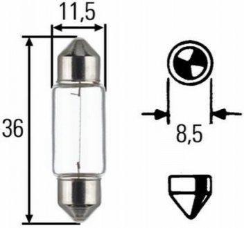 C5W 12V 5W Лампа розжарювання (блістер 2 шт) STANDARD HELLA 8GM 002 092-123