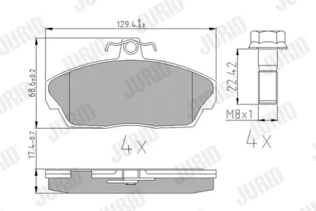 JURID LANDROVER Гальмівні колодки передн.Freelander 98- Jurid 573203J