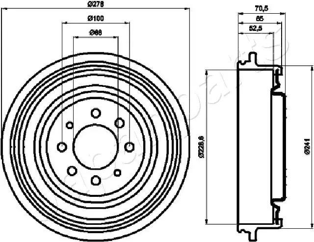 Гальмівний барабан RENAULT Kangoo JAPANPARTS TA-0703 (фото 1)