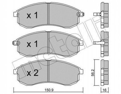 Колодки гальмівні дискові, комплект Metelli 22-0482-0