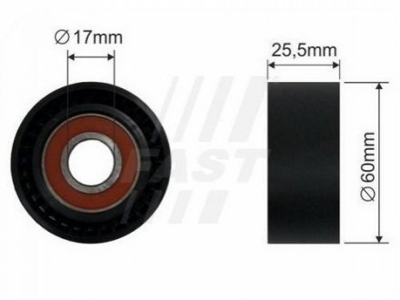 Micro belt tensioner pulley 2.0 jtd FAST FT44534