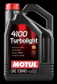 Масло 10W40, 4100 Turbolight, 5L Motul 100357