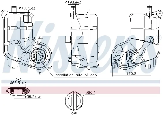 Розширювальний бачок, охолоджувальна рідина VW PASSAT (2001) 2.0 NISSENS 996287 (фото 1)