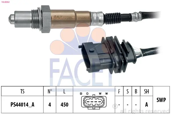 Датчик кисню (лямбда-зонд) Chevrolet Aveo II, Cruze/Opel Astra, Vectra, Insignia 1.2i, 1.4i (10.8362) Facet FACET 108362 (фото 1)