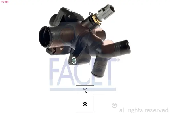 Термостат (З корпусом + датчик) Ford Transit (88 C) (13-) 2.2 TDCi Facet FACET 7.7948 (фото 1)