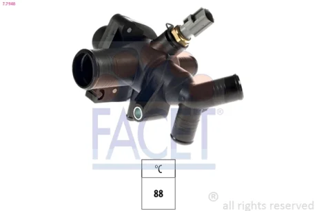 Термостат (З корпусом + датчик) Ford Transit (88 C) (13-) 2.2 TDCi Facet FACET 7.7948