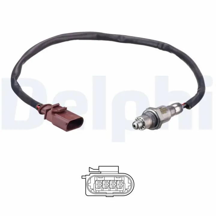 Лямбда-зонд (кількість дротів 4, 475мм) AUDI A3 SEAT IBIZA IV, IBIZA IV SC, IBIZA IV ST, LEON, LEON SC, LEON ST, TOLEDO IV SKODA FABIA III, FABIA III PRAKTIK 1.0/1.2/1.6 08.12-12.22 Delphi ES21155-12B1 (фото 1)