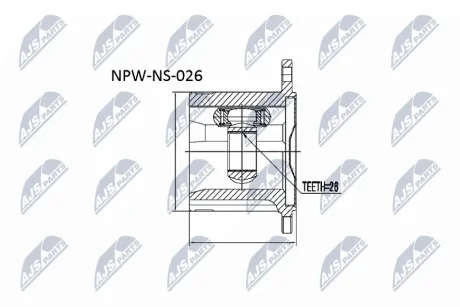 ШРКШ внутр. правий з пильовиком NISSAN X-TRAIL (вир-во) NTY NPW-NS-026