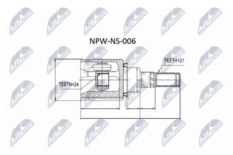 ШРКШ внутр. задній NISSAN MURANO, QASHQAI, X-TRAIL, RENAULT KADJAR, KOLEOS (вироб-во) NTY NPW-NS-006