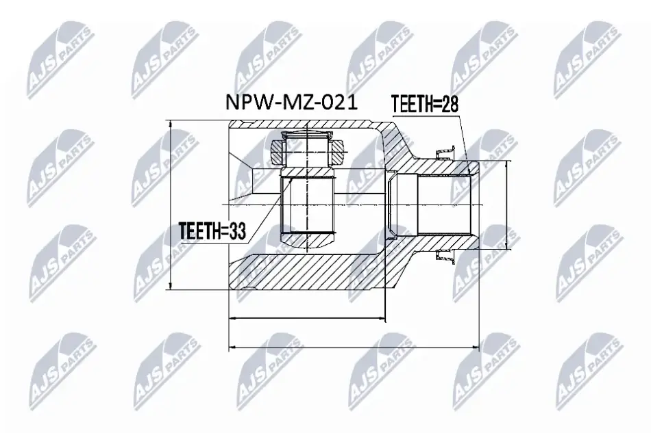 Комплект шарнира приводного вала внутр. правый MAZDA 6 (произ-во) NTY NPW-MZ-021 (фото 1)