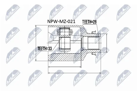 Комплект шарнира приводного вала внутр. правый MAZDA 6 (произ-во) NTY NPW-MZ-021