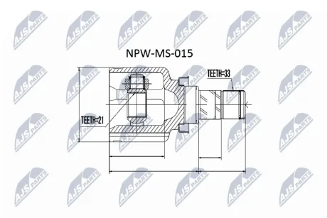 Комплект шарніру приводного валу внутр. MITSUBISHI COLT, SMART FORFOUR (вироб-во) NTY NPW-MS-015