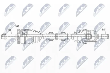 Полуось переднего моста NTY NPW-KA-390