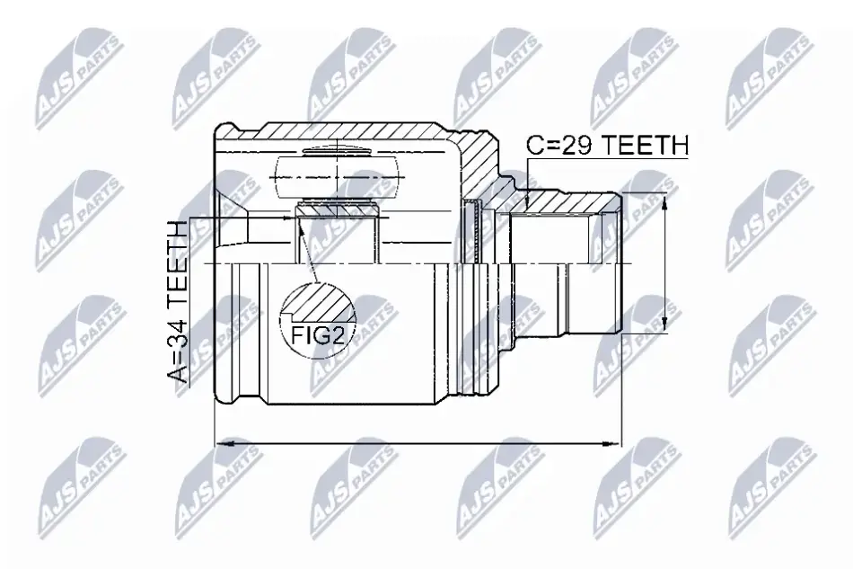Внутренний шрус honda accord 2.2ictdi 02 crv 2.2ictdi 02,44310stka91 NTY NPW-HD-017 (фото 1)