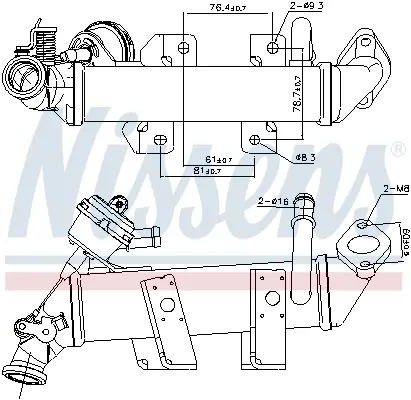 Радіатор рециркуляції ВГ MASTER III/TRAFIC II/MOVANO B/VIVARO A 2.0-2.3 06- NISSENS 989287 (фото 1)