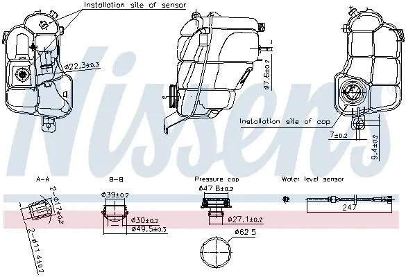 Бачок розширювальний GALAXY II (WA6)/MONDEO IV/S-MAX (WA6) 1.6-2.0 TDCi 06-15 NISSENS 996294 (фото 1)