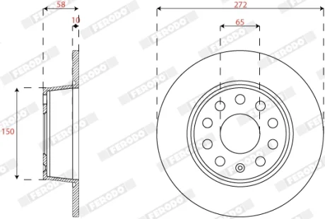 Комплект гальмівних дисків (2 шт) задн лів/прав AUDI Q2 SEAT ATECA, LEON, LEON SC, LEON ST SKODA KAROQ, OCTAVIA IV VW JETTA VII, T-ROC, TAOS 1.0-2.0D 09.12- FERODO DDF2825C