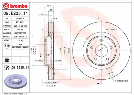 Автозапчастина BREMBO 09.E235.11