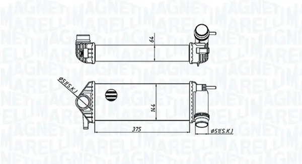 Інтеркулер MERCEDES CITAN (MPV), CITAN MIXTO (DOUBLE CABIN), CITAN/MINIVAN (W415) RENAULT KANGOO EXPRESS, KANGOO II 1.2/1.5D 02.08- MAGNETI MARELLI 351319205510 (фото 1)