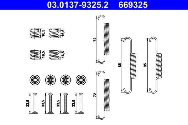 Монтажний набір гальмівної колодки HYUNDAI IX35 KIA SPORTAGE III 1.6-Electric 08.09-12.15 ATE 03.0137-9325.2 (фото 1)