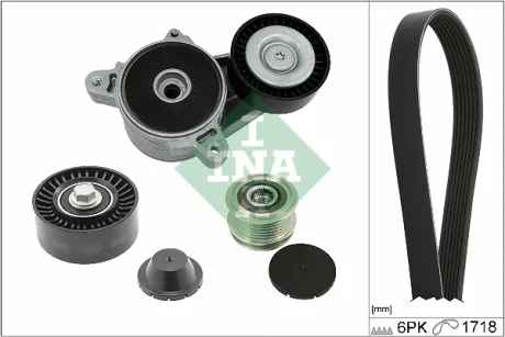 Комплект поліклинового ременя (із натягувачем) DODGE CALIBER JEEP COMPASS, PATRIOT MITSUBISHI GRANDIS, LANCER VIII, OUTLANDER II 2.0D 09.05- INA 529 0515 20