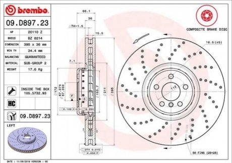 Автозапчастина BREMBO 09.D897.23