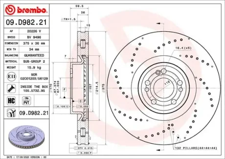 Автозапчастина BREMBO 09.D982.21