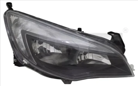 Фара прав (H7/H7/W21, електричн, з мотором, колір відбивача: чорн) OPEL ASTRA J 09.12-04.18 TYC 20-12189-25-2