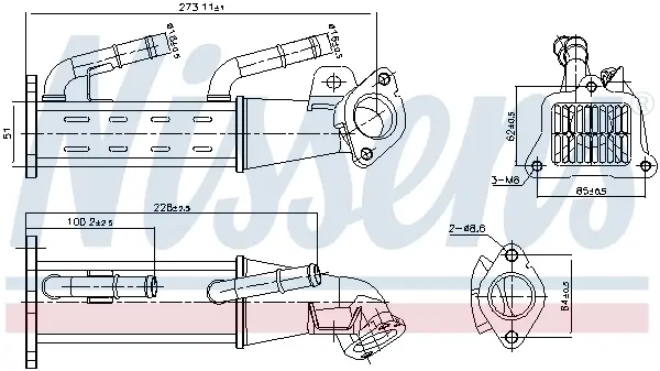 Радіатор рециркуляції ВГ TRANSIT/DEFENDER 2.2-2.4 06-16 NISSENS 989404 (фото 1)