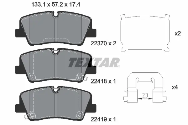 Комплект тормозных колодок задн., HYUNDAI H350 2.5D 04.15- TEXTAR 2241801 (фото 1)