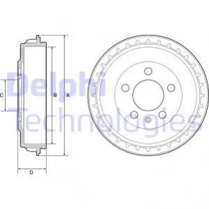 Тормозной барабан задний SEAT ARONA, IBIZA V SKODA FABIA IV VW POLO VI 1.0-1.6D 01.17- Delphi BF563