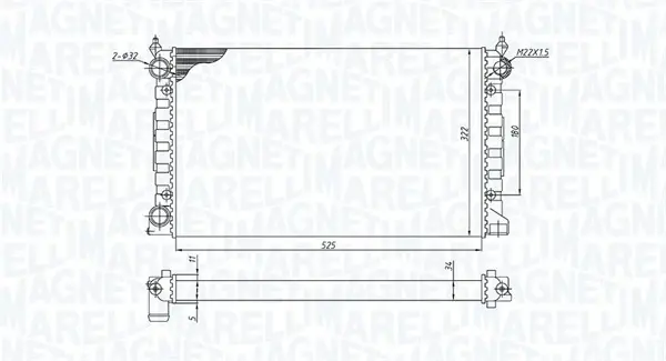 Радіатор двигуна VW PASSAT III (3A2/35I) 1,6 1,8 PASSAT VARIANT MAGNETI MARELLI 350213189600 (фото 1)