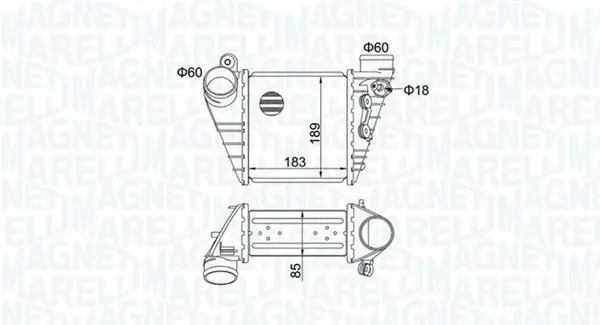 Інтеркулер Audi A3,Golf,Skoda Octavia 1.8T/1.9TDI 96- MAGNETI MARELLI 351319204830 (фото 1)
