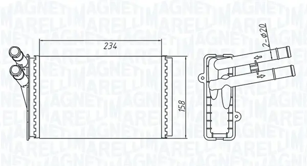 VW радіатор пічки Passat 96- AUDI 80/A4 MAGNETI MARELLI 350218409000 (фото 1)
