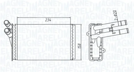 VW радіатор пічки Passat 96- AUDI 80/A4 MAGNETI MARELLI 350218409000