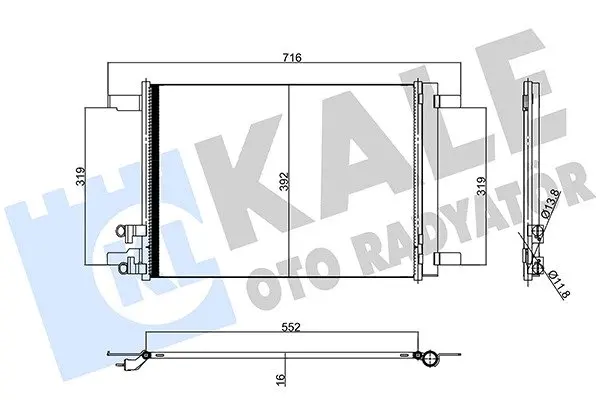 Радіатор кондиціонера Audi A1 (19-)/Seat Leon (20-)/Skoda Karoq (17-), Octavia (13-)/VW Caddy (20-), Passat (14-) KALE OTO RADYATOR Kale oto radyator 357395 (фото 1)