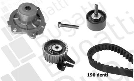 BUGATTI FIAТ К-кт ГРМ (рем.+2шт. ролик+помпа води+кріплення) Doblo 1.9 JTD Bugatti KBU5013A