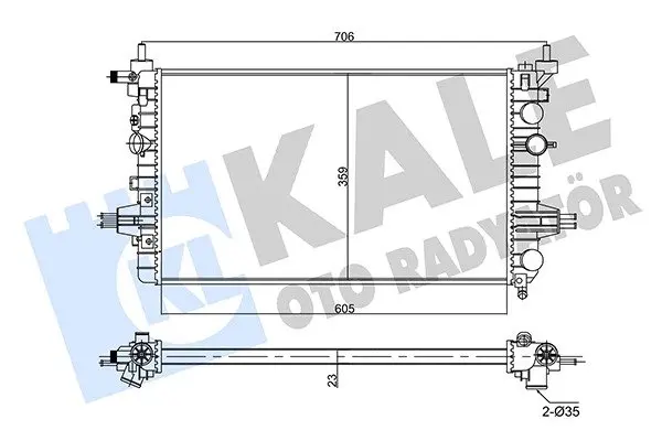 Радіатор охолодження двигуна Opel Astra H (04-), Zafira B (05-) 1.6i, 1.8i KALE OTO RADYATOR Kale oto radyator 357020 (фото 1)