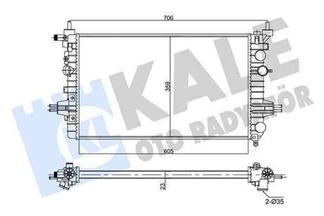 Радіатор охолодження двигуна Opel Astra H (04-), Zafira B (05-) 1.6i, 1.8i KALE OTO RADYATOR Kale oto radyator 357020