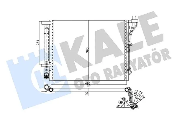 Радіатор кондиціонера Hyundai Sonata (09-)/KIA Optima (12-) 2.0 CVVT KALE OTO RADYATOR Kale oto radyator 358010 (фото 1)