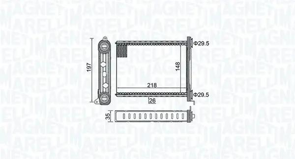 RENAULT радіатор опалення Fluence,Grand Scenic III,Megane III,Trafic III,Opel Vivaro B,Fiat,Nissan NV300 14- MAGNETI MARELLI 350218464000 (фото 1)