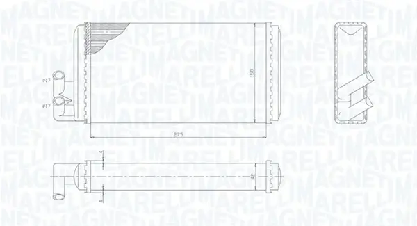 Радіатор пічки AUDI 100 C1, 100 C2, 100 C3, 100 C4, 200 C2, 200 C3, 80 B4, A6 C4, A6 C5, A8 D2, V8 1.6-4.2 09.71-01.05 MAGNETI MARELLI 350218403000 (фото 1)