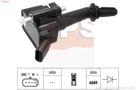 OPEL Котушка запалювання ASTRA K Sports Tourer 1.4 Turbo 15-, CORSA E (X15) 1.0 14- EPS 1.970.631