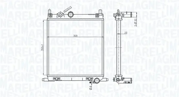 VW радіатор водяного охолодження UP 1,0 11-, SKODA Citigo MAGNETI MARELLI 350213167500 (фото 1)