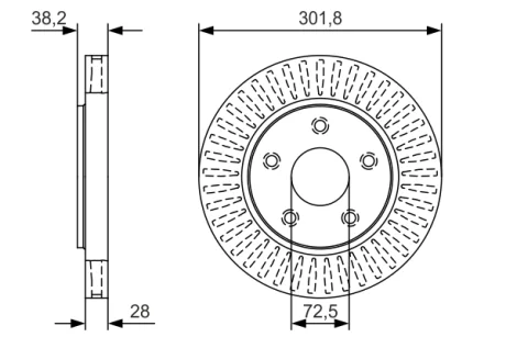 Гальмівний диск передній. CHRYSLER VOYAGER 00- BOSCH 0986479U45